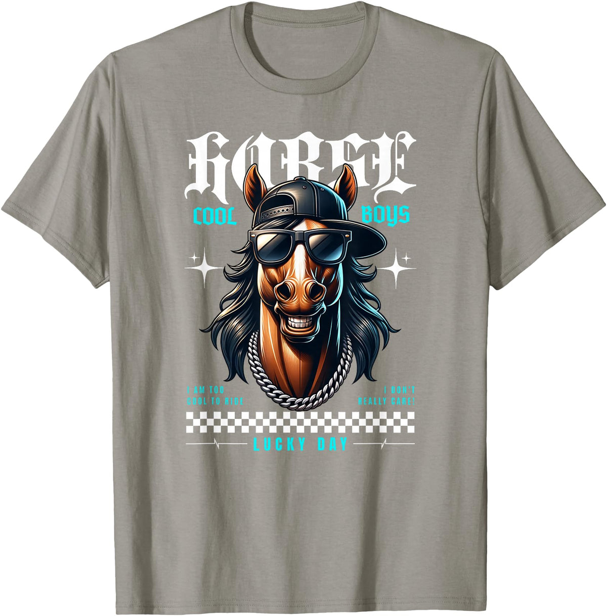 United Labels Horse - Lucky Days Streetwear Cool T-Shirt - Slate Grey