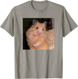 Hamster Meme Peace Sign Funny Pet Owner Trendy T-Shirt - Slate Grey
