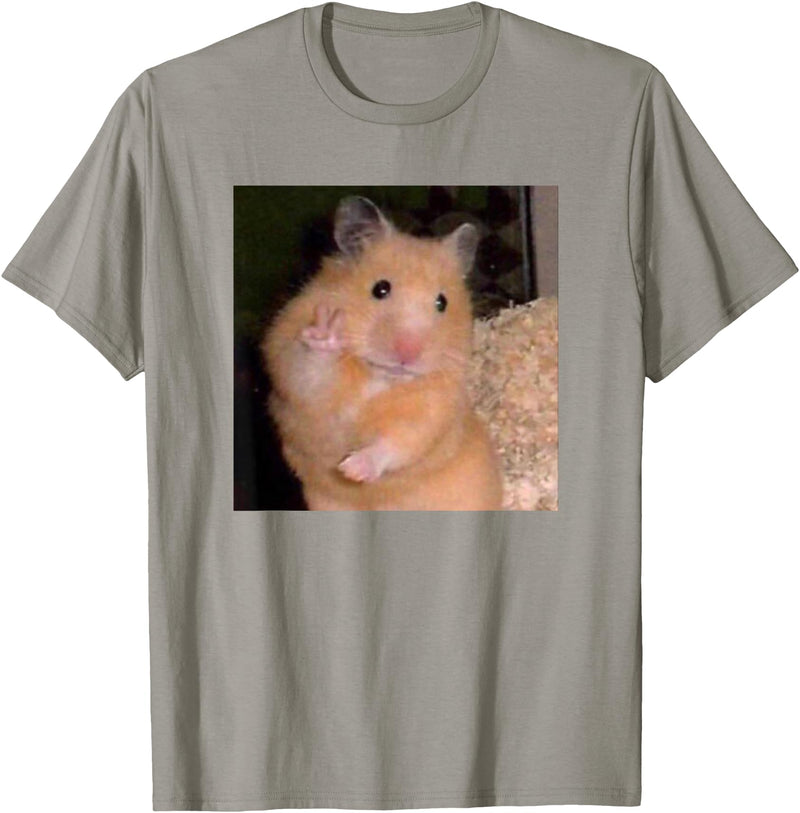 Hamster Meme Peace Sign Funny Pet Owner Trendy T-Shirt - Slate Grey