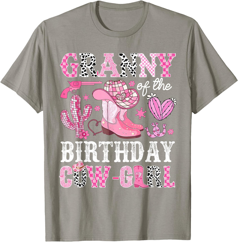 Pink Western Cowgirl Bday Party Family Matching Granny Of The Birthday Cow-Girl Rodeo Cowgirl Bday T-Shirt - Slate Grey