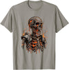 Molten Skull Fire Horror Skeleton Art Designs Spooky Halloween Skull Skeleton Fire Dark Fantasy T-Shirt - Slate Grey