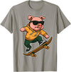 Pig Skateboarding Skater Men Boys Kids Skateboard Pig Riding Skateboard Skater Pig Graphic T-Shirt - Slate Grey
