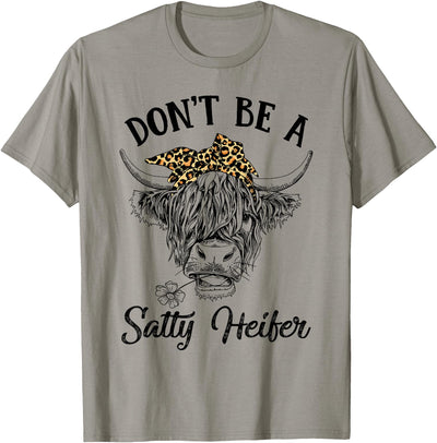 Don't Be a Salty Heifer Vintage Cow Leopard Bandana Cowgirl T-Shirt