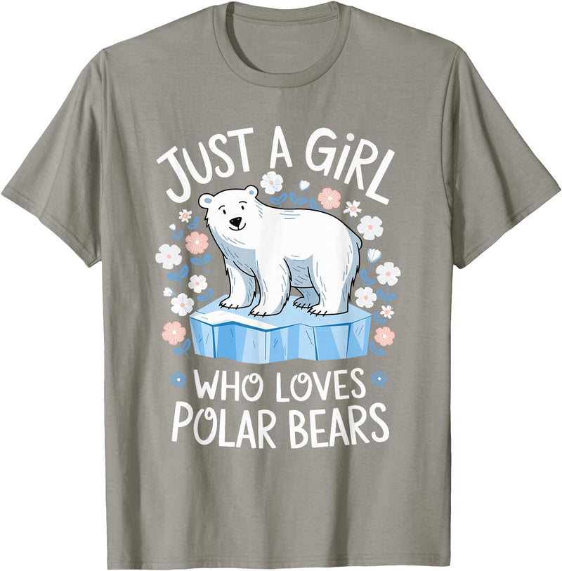 Polar Bear Love Designs Clothing & Co. Just A Girl Who Loves Polar Bears Cute Bear Lover Animal T-Shirt - Slate Grey