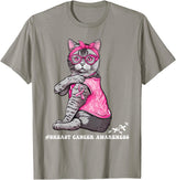 Nad-In October We Wear Pink Funny Cat Pink Ribbon In October We Wear Pink Breast Cancer T-Shirt