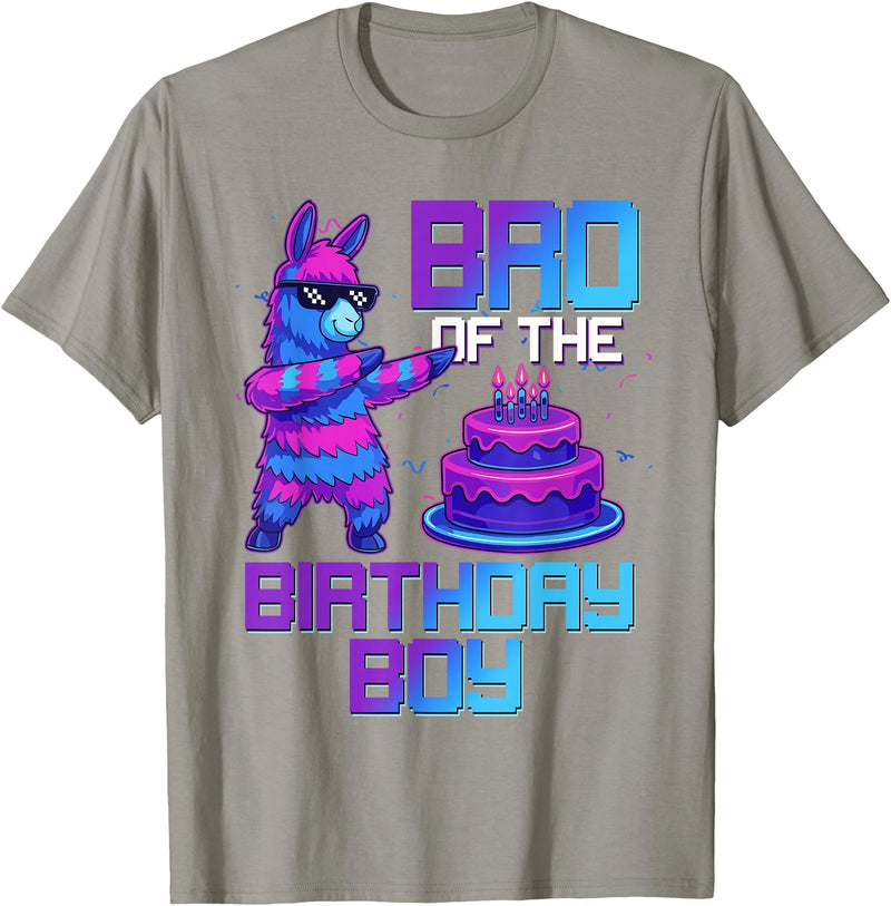 Llama Pinata Birthday Family Bday Party Decoration Brother of Birthday Boy Llama Pinata Party Family Matching T-Shirt - Slate Grey