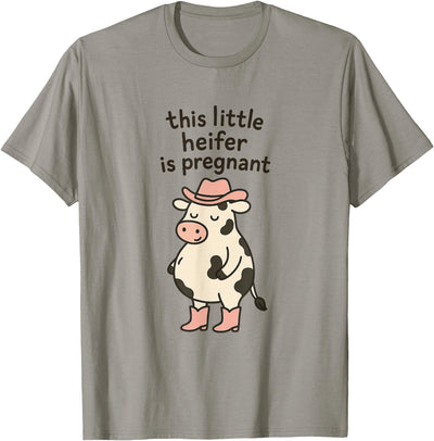 Funny Western Cow Pregnancy Announcement Thanksgiving Funny T-Shirt