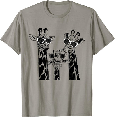 Giraffe Family Matching Summer Sunglasses Vacation Safari T-Shirt