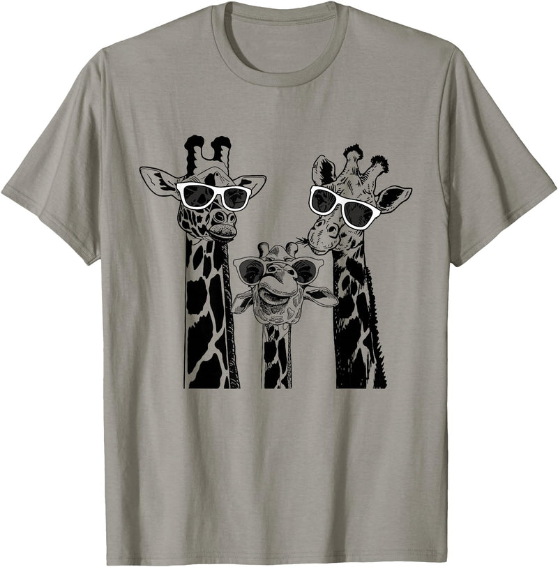 Cool Giraffe Summer Vacation Giraffe Family Matching Summer Sunglasses Vacation Safari T-Shirt - Slate Grey