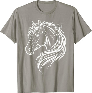 Horse Silhouette Farm Animal Graphic Horses Cute Horse Silhouette Art Equestrian Farm Animal Horse Lover T-Shirt - Slate Grey