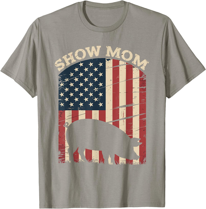 Livestock Show Gifts | Pig Show Gifts Show Mom Pig Show Livestock Pig Show T-Shirt - Slate Grey