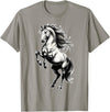 Urban Empyre Shire Horse White Equestrian Rearing T-Shirt - Straight - Slate Grey