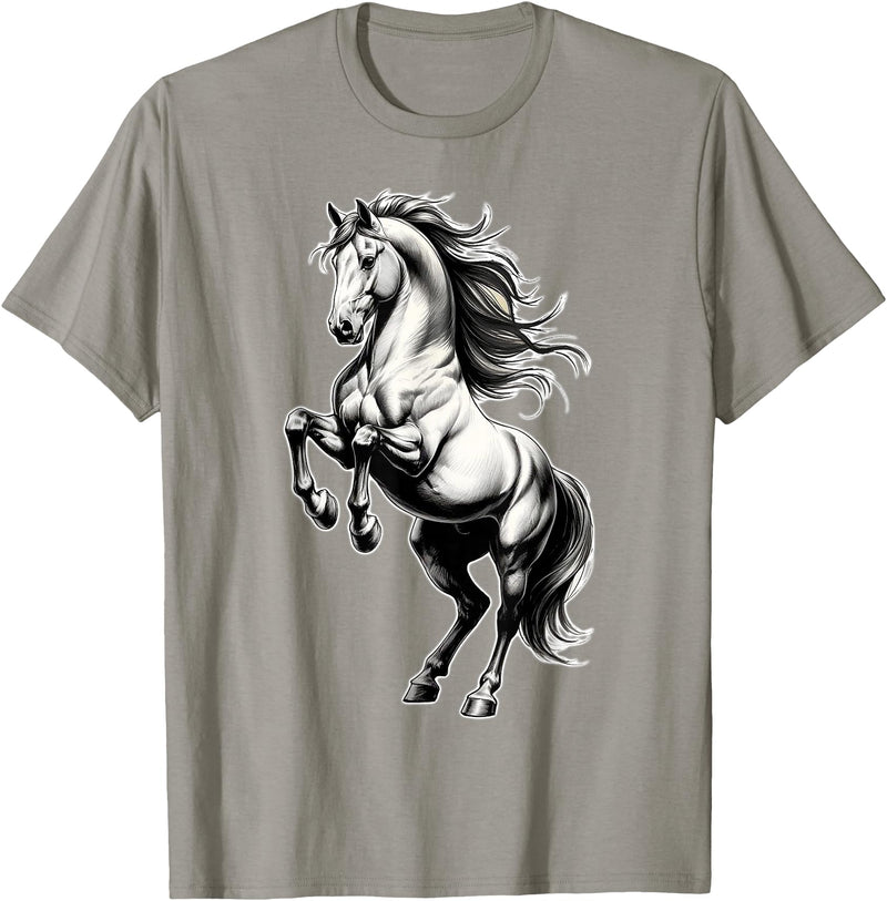 Urban Empyre Shire Horse White Equestrian Rearing T-Shirt - Straight - Slate Grey