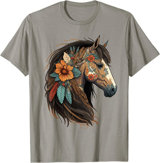 Just a girl who loves horses Co. Equestrian Horse Lover Western Cowgirl Horseback Riding T-Shirt - Slate Grey