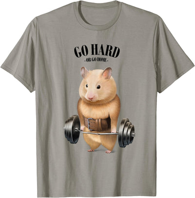 Hamster Muscle Training with Barbell Shrug Bar Fitness Gym T-Shirt