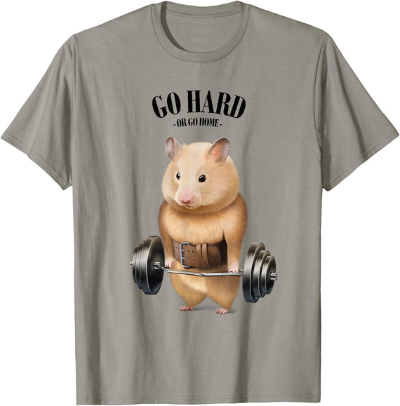 Hamster Muscle Training with Barbell Shrug Bar Fitness Gym T-Shirt - Slate Grey