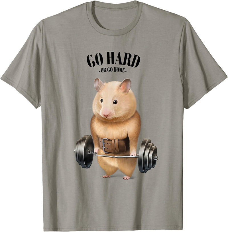 Hamster Muscle Training with Barbell Shrug Bar Fitness Gym T-Shirt - Slate Grey