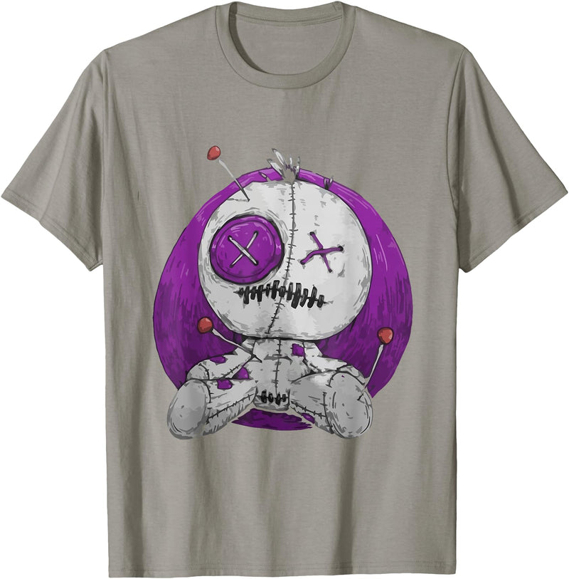 E-Girl Aesthetic Clothes Soft Grunge Clothing Scary Funny Graphic Voodoo Doll Teddy-Bear Halloween Gothic T-Shirt - Slate Grey