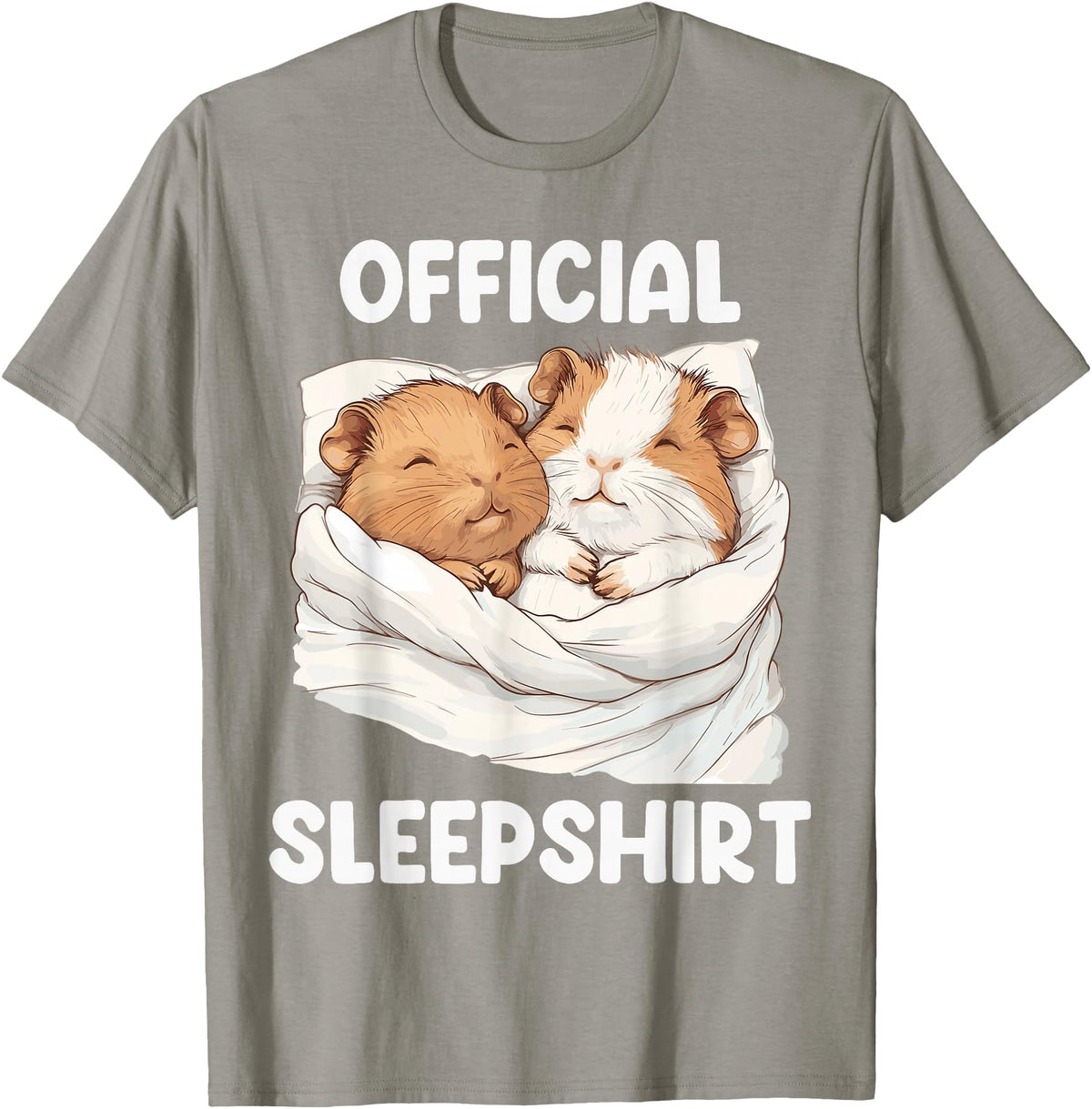 Cute Sleeping Guinea Pigs Pajama Official Sleepshirt Sleeping Guinea Pig Animal Lovers Pajama T-Shirt - Slate Grey