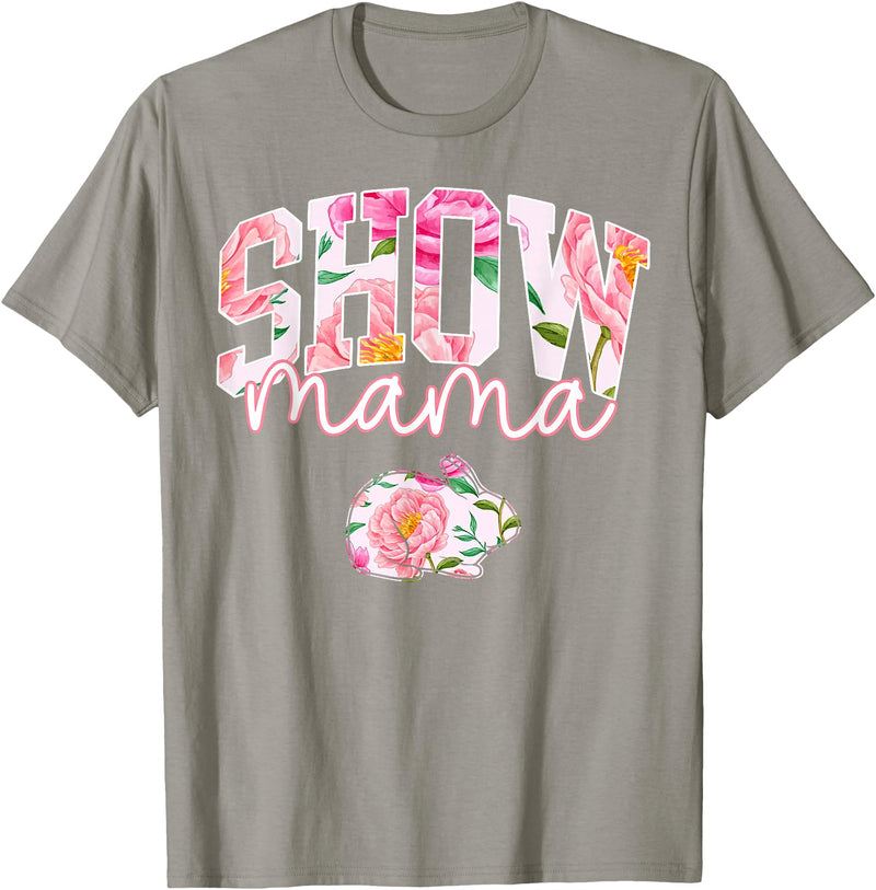 Stock Show Rabbit Mom Livestock County Bunny Mama Floral T-Shirt in Slate Grey