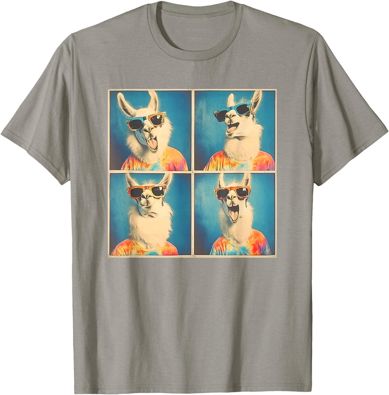 Tie-Dye Animal Groovy Llama Lover Men Women Kids Colorful Hippie Llama Wearing Tie Dye Llama Lovers T-Shirt - Slate Grey