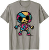 Colorful Punk Rock Goth Skeleton Halloween Colorful Skull Patchwork Skeleton Art T-Shirt - Slate Grey