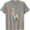 Rainbow Llama Love Pastel Hearts Kawaii Colorful Rainbow Heart Llama Kawaii Cute T-Shirt - Slate Grey