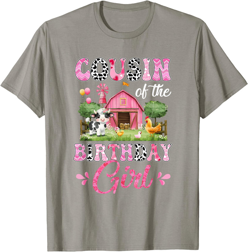 Cow First Birthday Girl Family Cousin Of The Birthday Girl 1St Birthday Cow Farm Family T-Shirt - Slate Grey