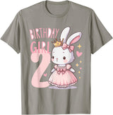 Rabbit Princess Children's Birthday 2 Years Girl Pink T-Shirt in Slate Grey