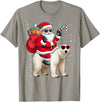 Santa Claus Riding A Polar Bear Xmas Funny Santa Claus Riding A Polar Bear Christmas Boy Girl Kids T-Shirt - Slate Grey