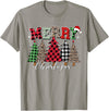 Merry Christmas Leopard Buffalo Red Plaid for Men Women T-Shirt - Slate Grey