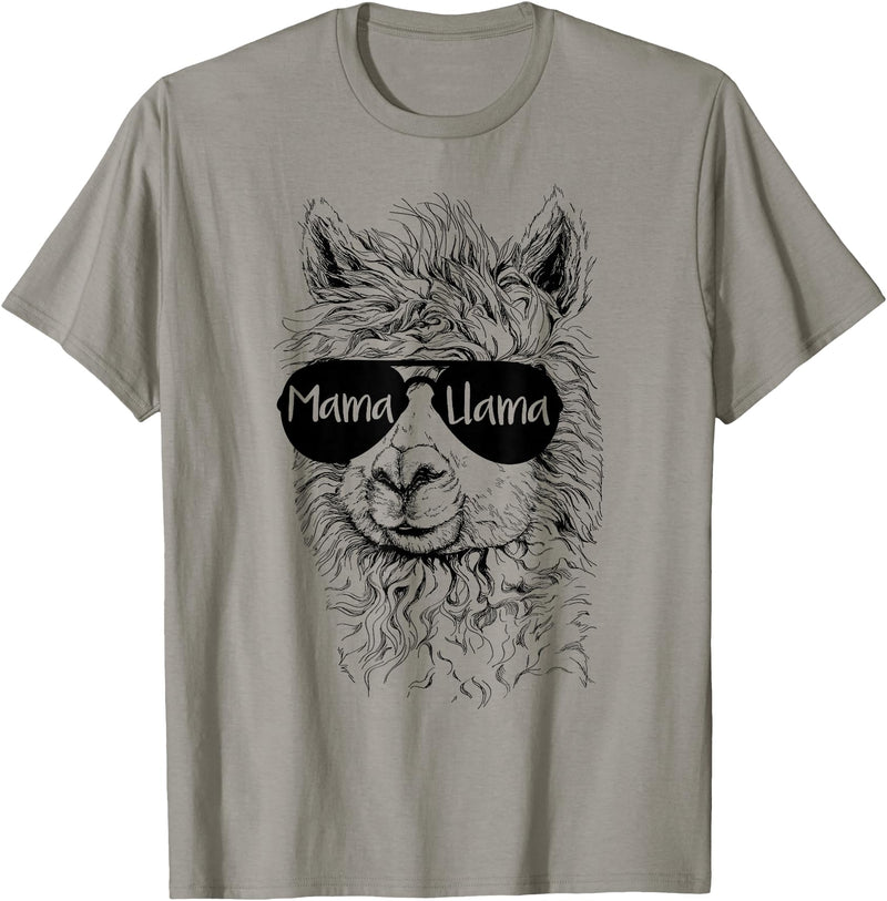 Mama Llama Funny Animal Apparel Llama Lover Mama Llama T-Shirt - Slate Grey