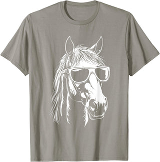 FunnyHorseCo. Funny Horse Sunglasses T-Shirt - Straight - Slate Grey