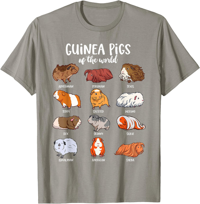 Guinea pig designs Various Guinea Pig Breeds - Guinea Pig T-Shirt - Slate Grey