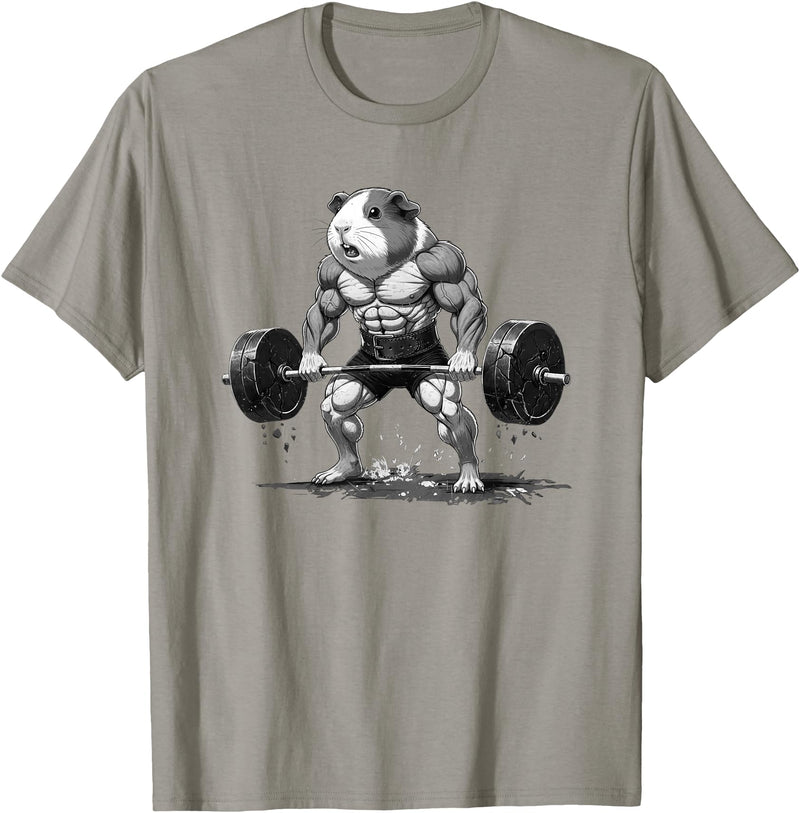 Strong Guinea Pig Lifting Fitness Workout Cool Muscular Guinea Pig Bodybuilder Fitness Power Gym T-Shirt - Slate Grey