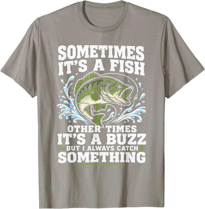 Fishing Graphic Tees Funny Bass Fishing Catch Quote T-Shirt - Slate Grey