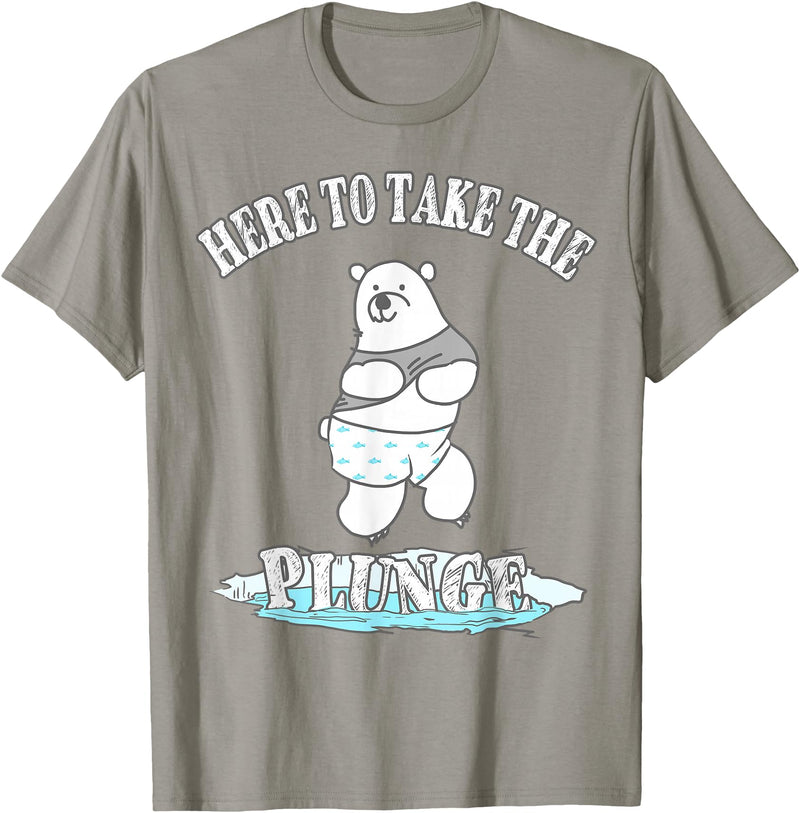 TLHM Polar Bear Gifts Here To Take The Plunge - Polar Bear Freezing Water Plunge T-Shirt - Slate Grey