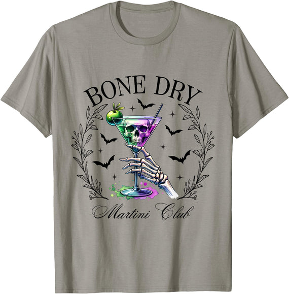 Funny Halloween Skeleton Martini Social Club Co. Bone Dry Funny Halloween Martini Club Skeleton Social Club T-Shirt - Slate