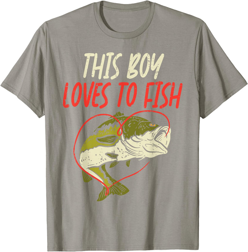 BoredKoalas Fish Fishing Shirts Fisherman Gifts This Boy Loves To Fish Bass Fishing Family Matching Men Gift T-Shirt - Slate Grey