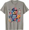 Patriotic Bear USA Vintage Co 250 Years of Freedom Patriotic Bear USA Retro T-Shirt - Slate Grey