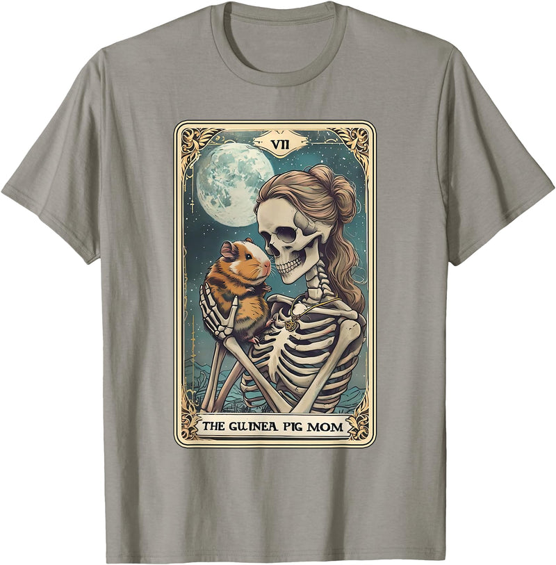 Guinea Pig Skeleton Mom Tarot Card Animal Lover Cute Guinea Pig Skeleton Mom Tarot Card Owner Pet Lover T-Shirt - Slate Grey