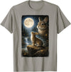 Funny Bunny Art Design Rabbit Howling at the Moon T-Shirt in Slate Grey