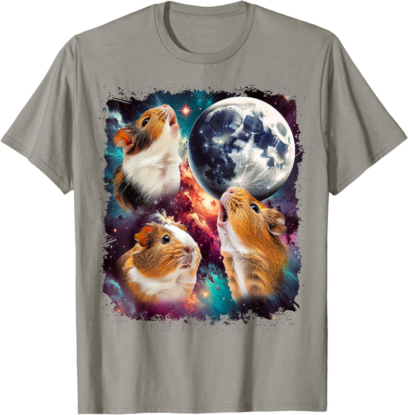 Magic Moon Three Guinea Pig Moon | 3 Guinea Pig Moon Funny Cursed Meme T-Shirt - Slate Grey