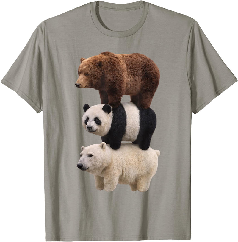 Funny Stacked Bear Panda Polar Bear Animal We Bears Realistic Stacked Bares Meme Animal T-Shirt - Slate Grey