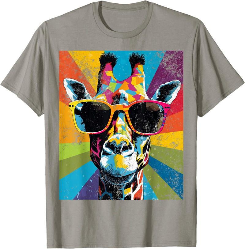 Giraffe Vintage Sunglasses Funny African By Tarin Giraffe Vintage Sunglasses Funny African Animal Lover T-Shirt - Slate Grey