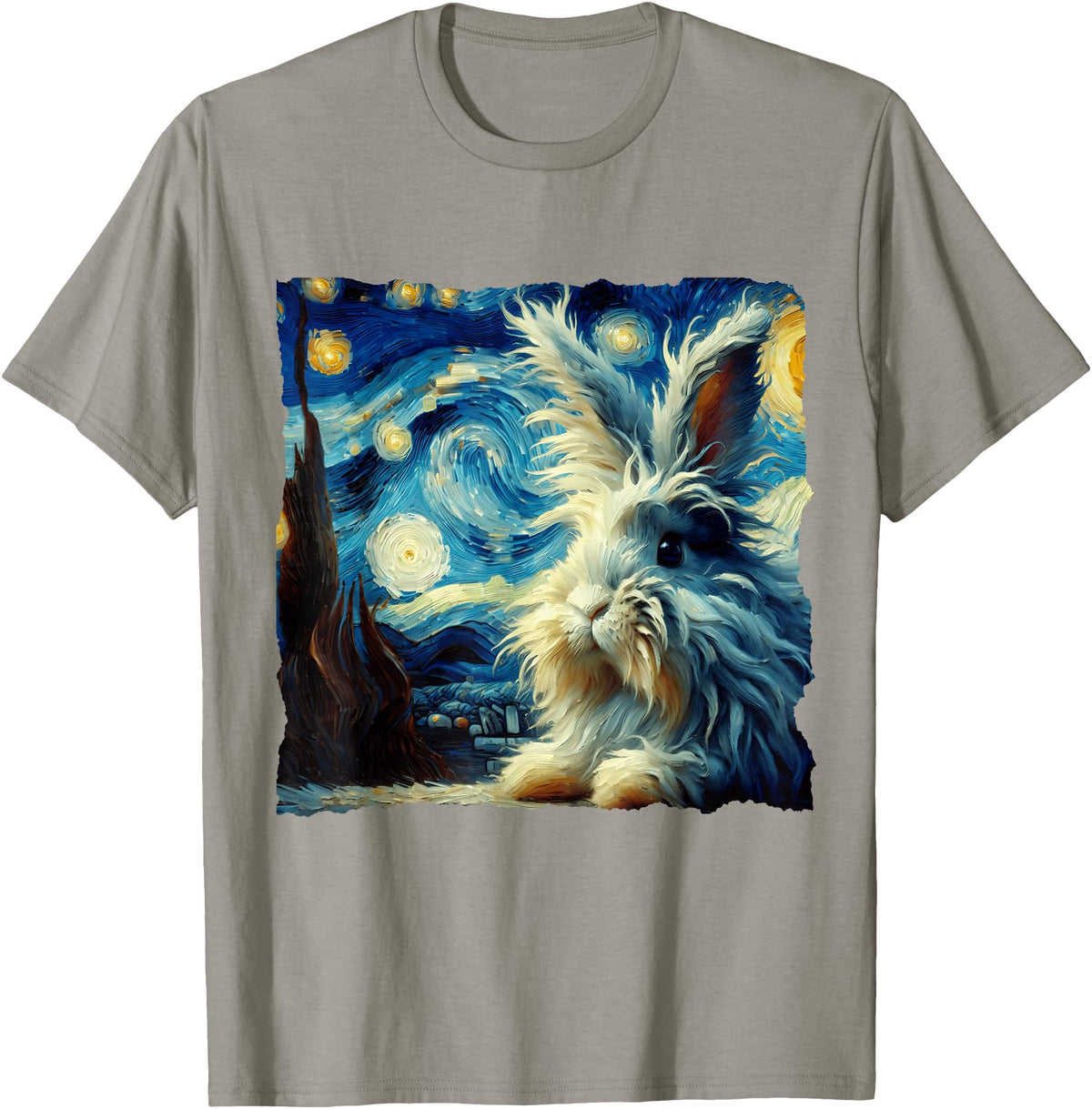 Lionhead Rabbit Starry Night T-Shirt in Slate Grey