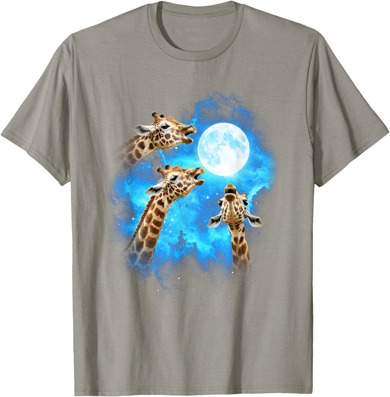 Animals howling blue 3 Giraffe Howling at The Moon Colorful Blue T-Shirt - Slate Grey