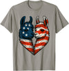 Fourth of July Clothing Co. Patriotic Llamas Heart American Flag 4th of July Graphic T-Shirt - Slate Grey