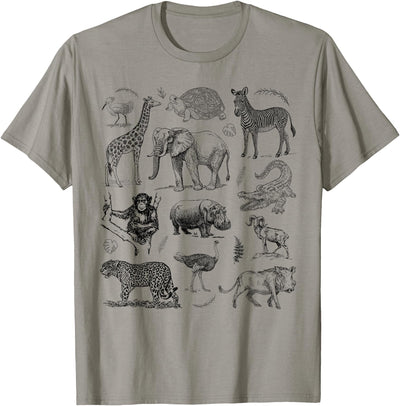 Minimalist Collage 90s Retro Vintage Safari Animals Jungle T-Shirt