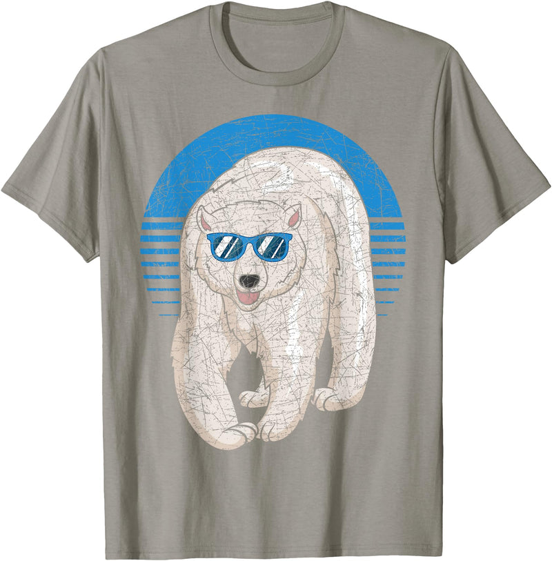 Arctic Animal Polar Bear Gifts Arctic Animal Lover Cool Sunglasses Retro Polar Bear T-Shirt - Slate Grey